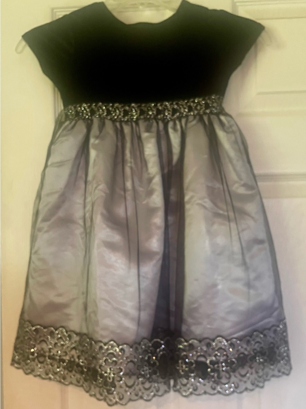 Blueberi Boulevard Black and Silver Girls Party Skirt